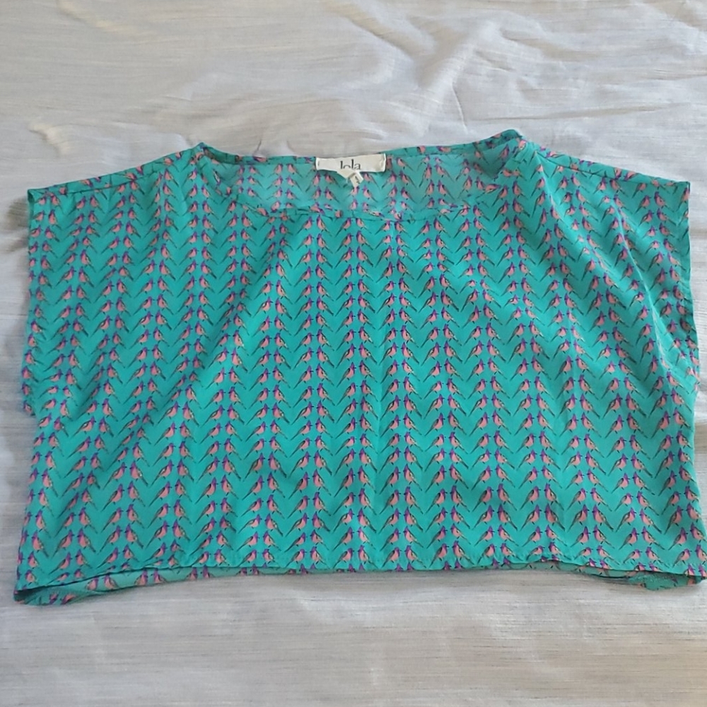Aqua Teal Bird Top